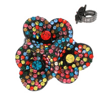 CRYSTAL RHINESTONE FLORAL BOUQUET STRETCH RING